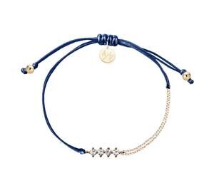 NEW ADRIANA PAPPAS women's cz crystal bar bracelet on colored cord in navy